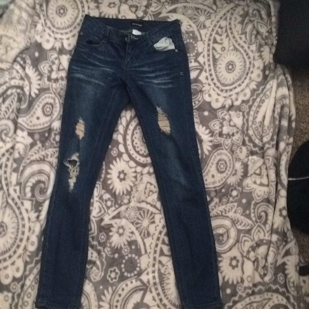 Dark blue ripped jeans